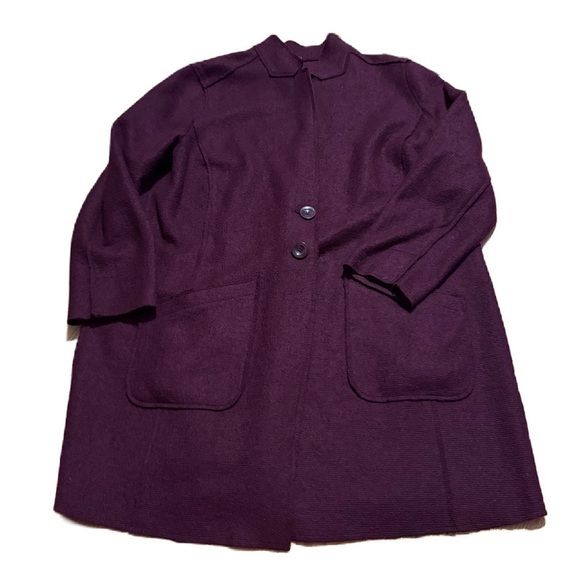 Chico's Sweaters - Chico’s Boiled Wool Purple Pea Coat Duster Sweater Pocket Sz 4 XXL